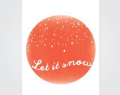 Modern Winter Wall Art Red Home decor Red Art Print Let It Snow Lyrics Wall Art Red candy red 11x14