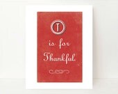Thanksgiving Table Decor Thanksgiving Wall Art Thankful Art Print Hostess Gift 8x10 brick red