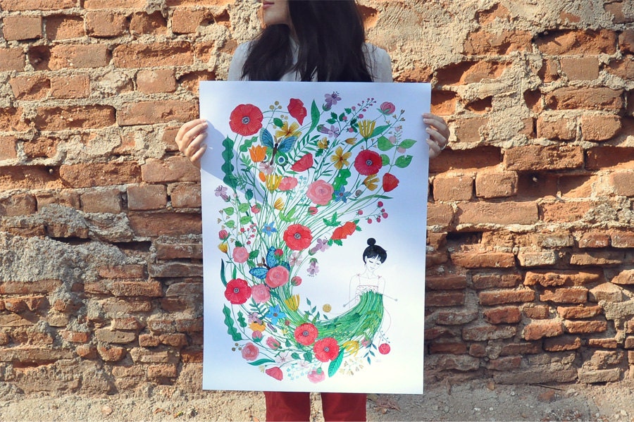 Knit me flowers / large poster