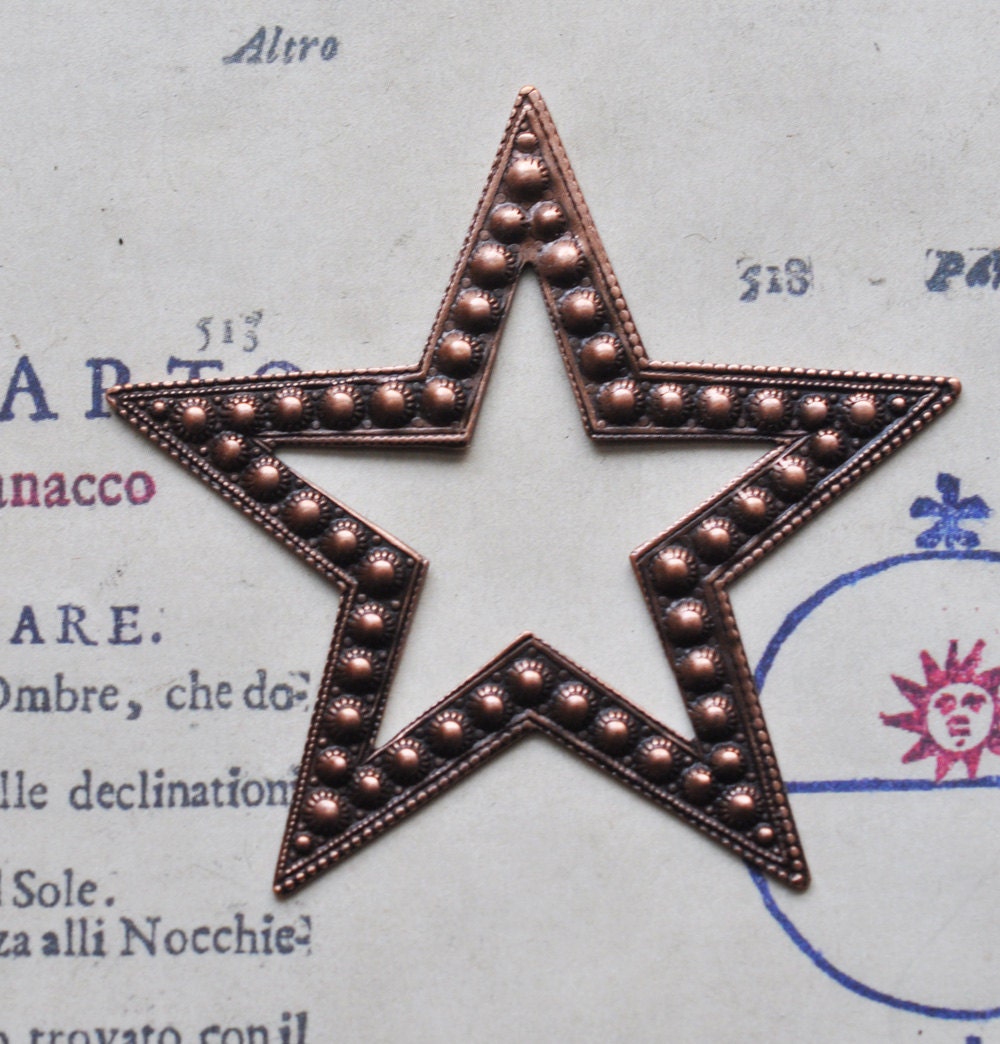 Star stamping with dots, copper plated brass