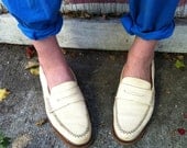 Vintage Italian Preppy Cream Off-White School Girl Lolita Classic 90s Penny Loafer 9.5