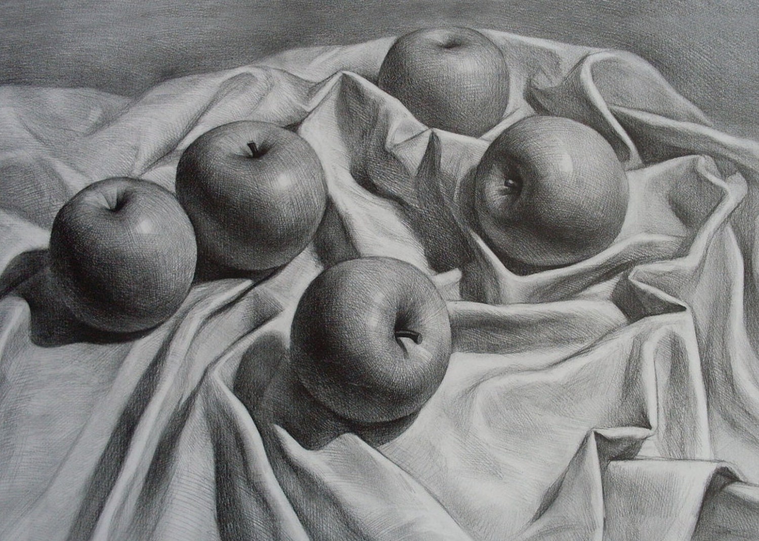 Hand made Pencil Graphite Drawing Still Life on 18x24" Bristol Paper Charcoal
