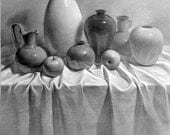 Hand made Pencil Graphite Drawing Still Life on 18x24" Bristol Paper Charcoal