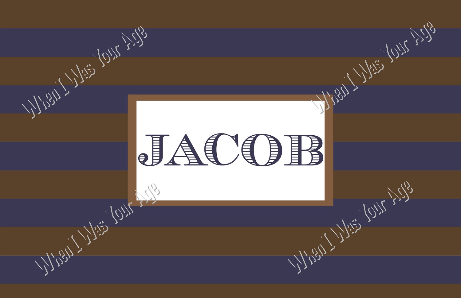 Navy & Brown Stripe Personalized Placemat Il_570xn