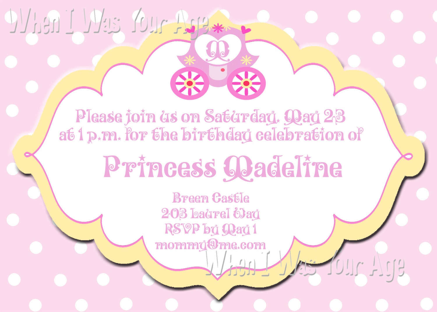 Handmade Princess Invitations