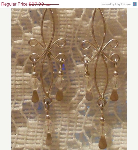 Vintage Sterling Silver with Crystal Glass Dangle Earrings
