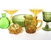 Autumn Colors Vintage Glass Collection Green Yellow