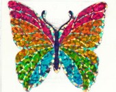 Rare Vintage Hambly Glitter Rainbow Butterfly Sticker 80's
