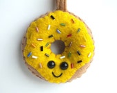 Yellow Doughnut Plush Keychain - spazzywonder