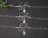 Set of 7,Leaf bracelet,Initial Leat Sterling Silver Bracelet,Customize Monogram Initial,Bridesmaid gifts,Wedding Jewelry