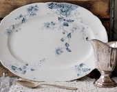 RARE - Antique English Blue Transferware Ironstone Large Platter - by W.H. Grindley & Co. - circa 1891