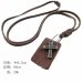 Brown real Leather and alloy pendant adjustable necklace mens necklace  unisex necklace cool necklace B173