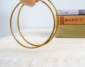 Big Golden Hoops Earrings, Vintage brass Boho earrings, Retro Hippie jewelry, Casual 70s style, African Oriental chic, Christmas gift