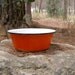 Farmhouse Orange Enamel Bowl, Soviet enamel bowl, Cottage Kitchenware, retro rustic bowl, vintage Planter, Autumn, Winter, Garden decor