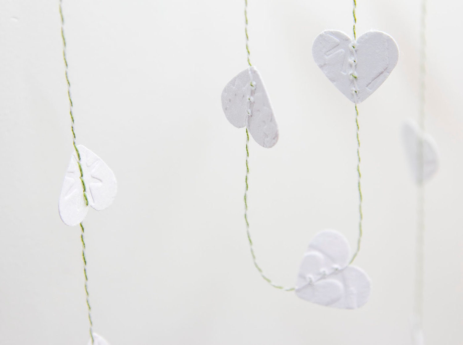 Snow White Wedding Embossed Stitched Paper Garland Bunting