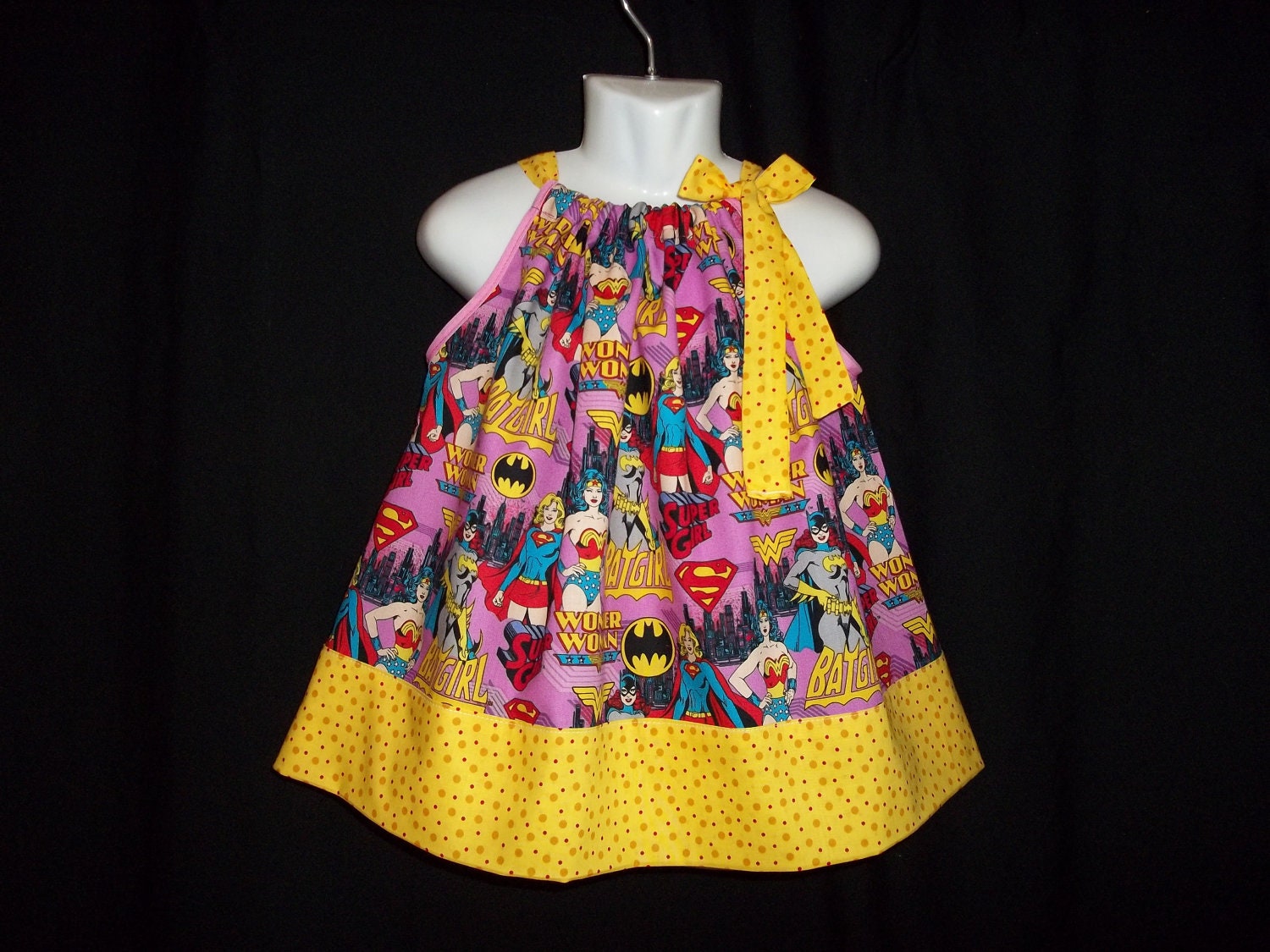 Batman dress Super hero girl power outfit Supergirl batgirl Wonder woman Birthday party pillowcase available 3 6 9 12m 18m 2t 3t 4t 5 6 7 8