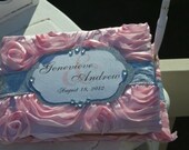 Light Pink and Silver Wedding Guest book with Monogram and Bling accents