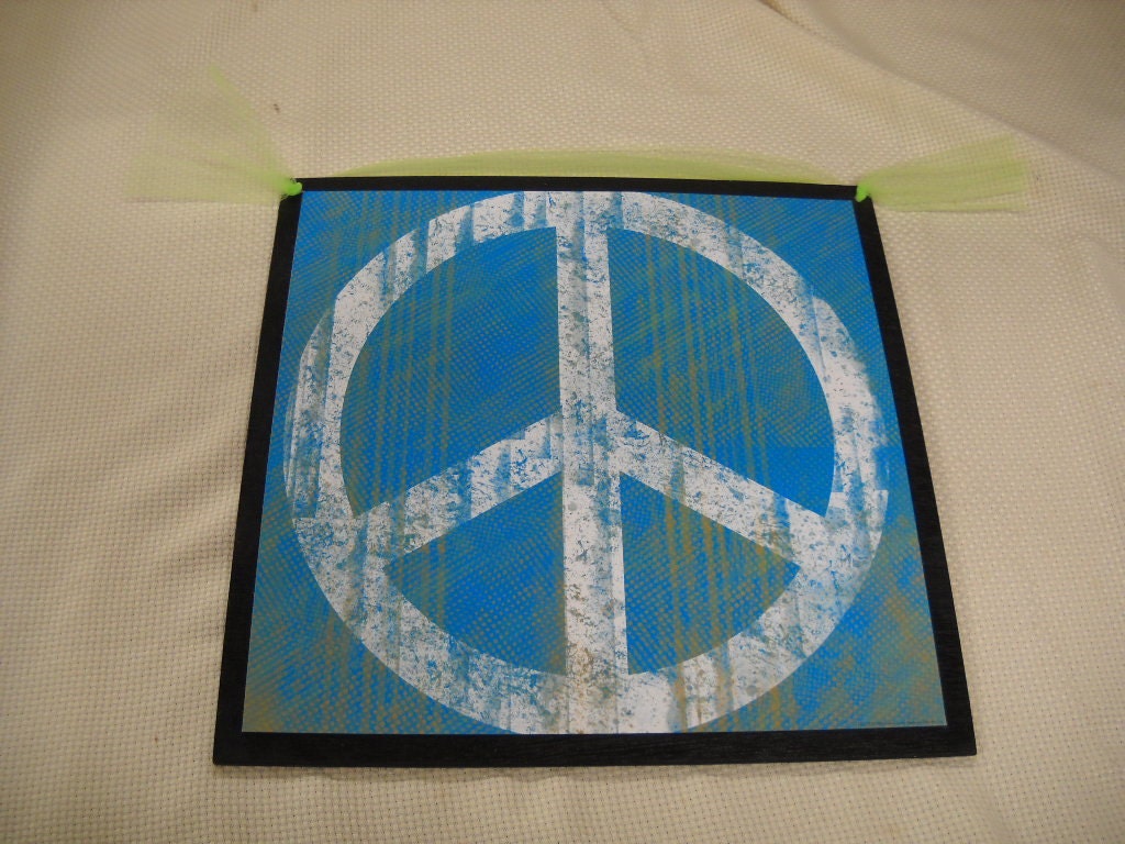 Aqua Blue Peace Wall Art Sign Girls Bedroom decor Signs Dorm room teens