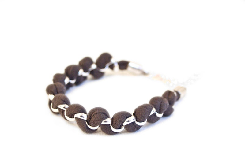 Grey Bracelet, Fabric Bracelet, Woven Chain Bracelet, Friendship Bracelet Dark Gray Jersey