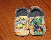 Super Hero Slippers Made with Vintage  Avengers / Marvel Comic Fabric