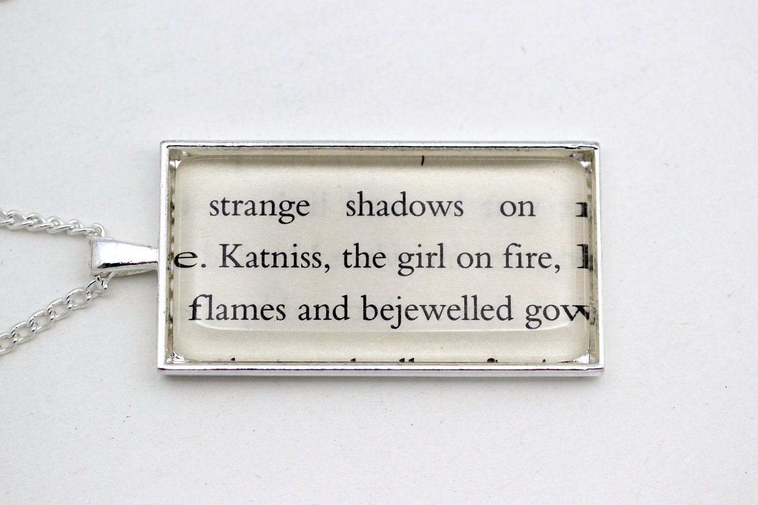Hunger Games Book Page 'Katniss, the Girl on Fire' Necklace