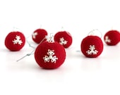 Christmas Ornaments - Red Felt Balls - Set of 6 - TheDwarfRam