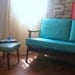 VINTAGE DANISH MODERN Sofa Lovely 1950's Mid Century Modern Furniture Lounge Style Solid Wood Teal and Walnut European Made Chicago Listing