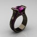 Modern 14K Black Gold 3.0 Carat Amethyst Bridal Ring R196-14KBGAM