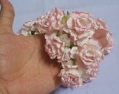 25 Pcs. (Size 2") Handmade Mulberry Paper Craft flower, Decoration, Wedding,  Roses, Soft Pink 2 Tone.