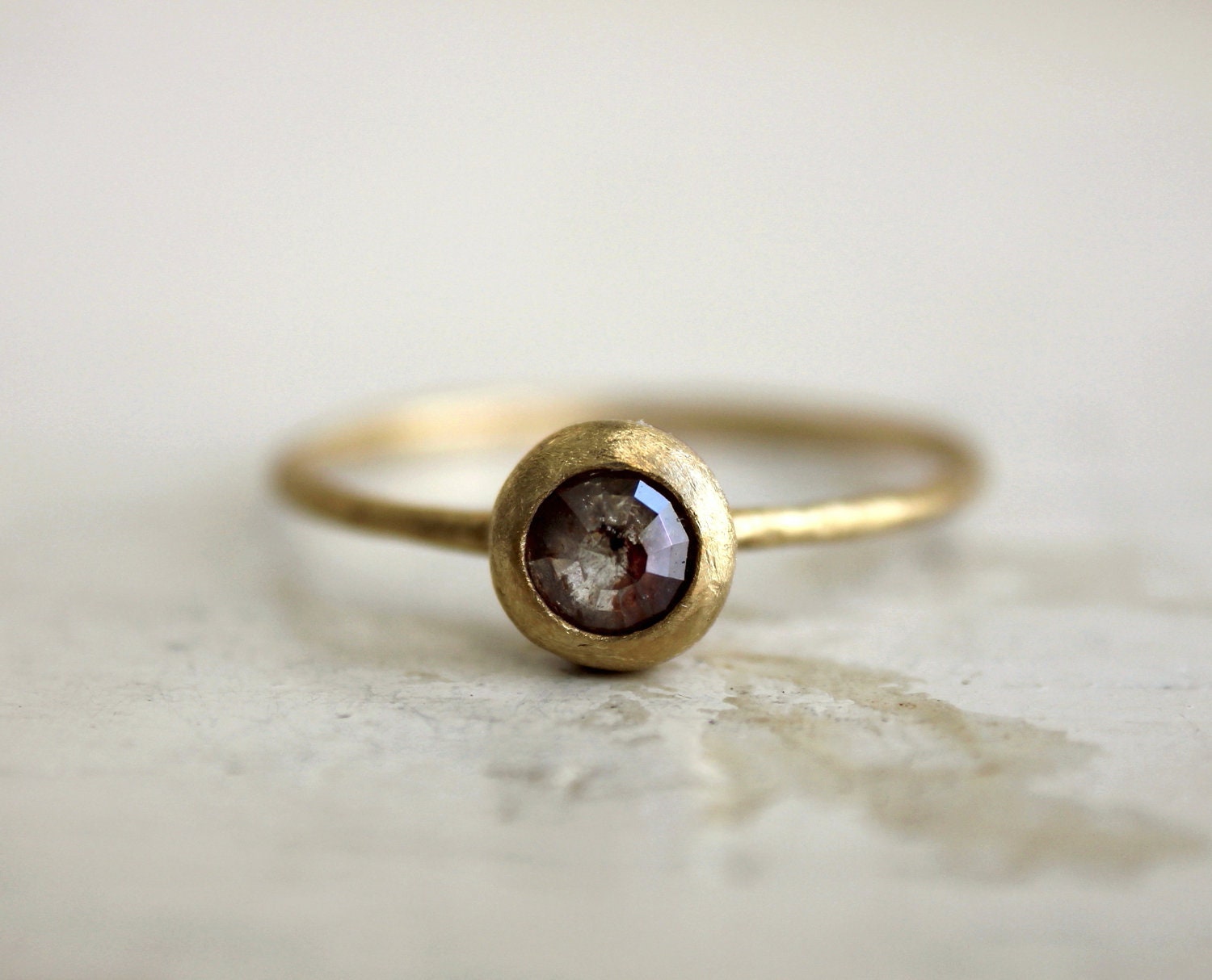 Rose cut diamond engagement ring. 18k. A love stone. Willow.