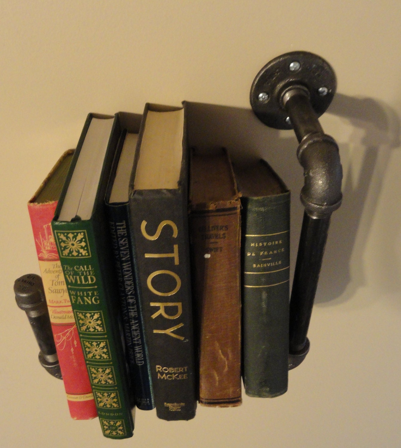 Industrial Shelving Bookshelf, Great For a Urban Apartment where space is limited, Sconce