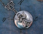 Praying Angel Locket - Round Silver Guaridan Angel Locket