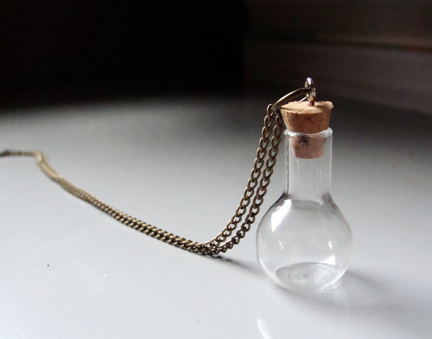 Empty Miniature Jar Necklace, Empty Clear Vial with Removable Cork