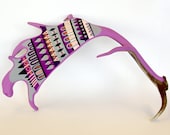 HUGE FALLOW ANTLER painted geometric nordic xmas design fairisle scandinavian icelandic coral, purple, grey, mauve, black