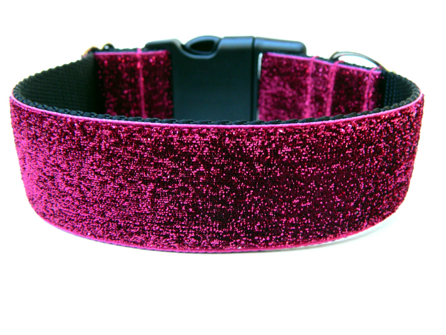 Large Dog Collar 1.5" Pink Glitter Dog Collar