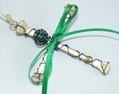 Cross Christmas Ornament Wall Hanging Home Decor Gold Horseshoe Nail Cross Green Wire Wrapped Ribbon Handmade Montana USA Free Shipping