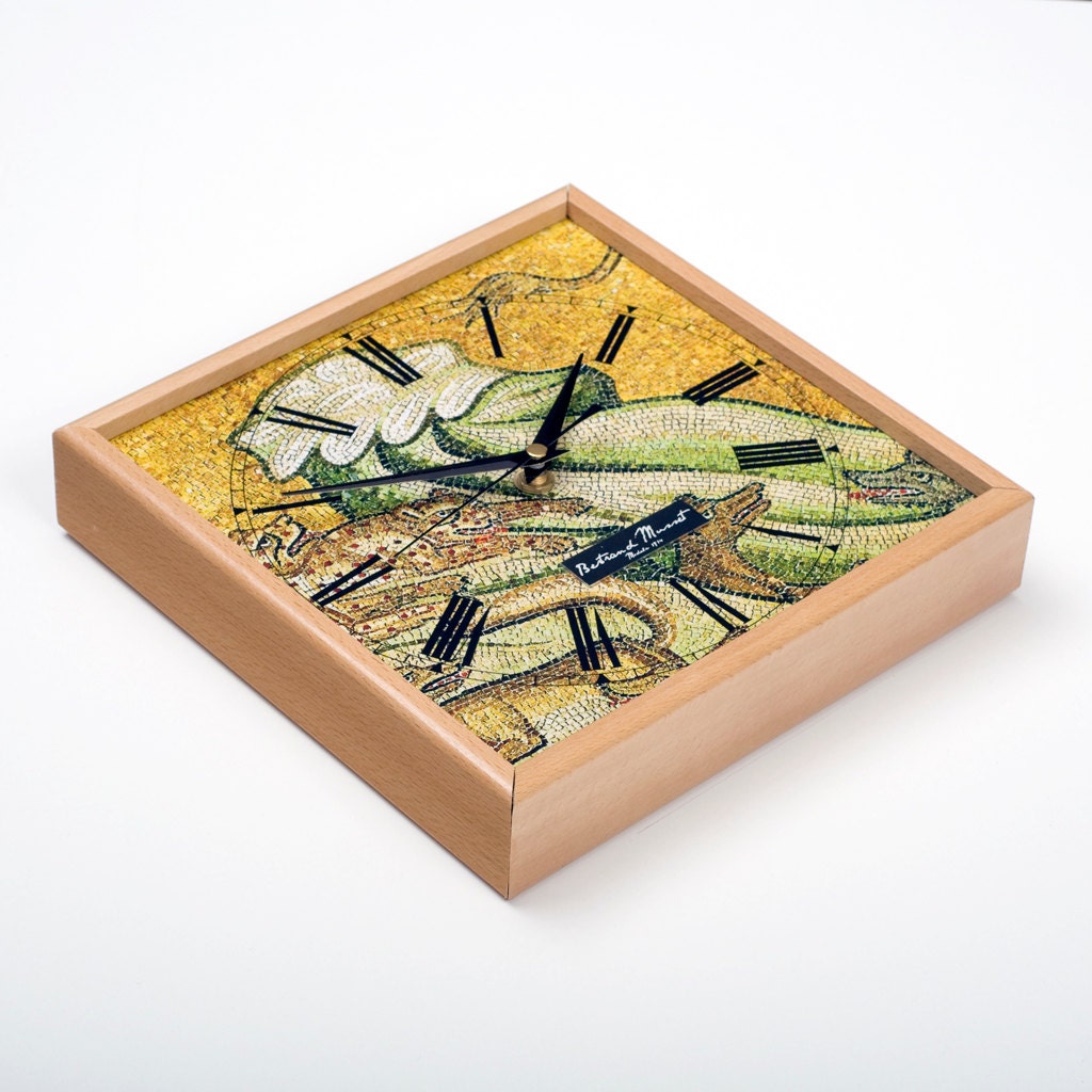 Venetian Mosaic Wooden Wall Clock Noah Ark