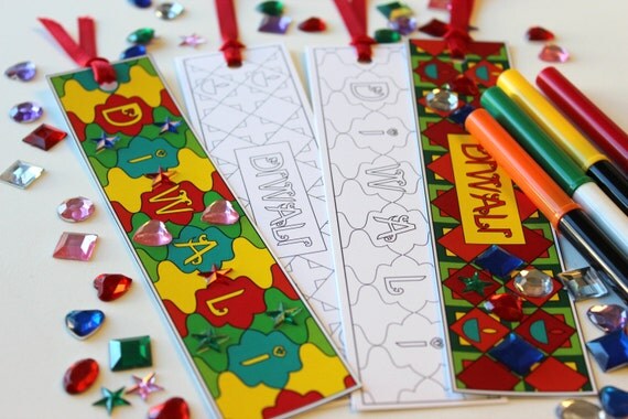 Items similar to Festival Diwali craft Bookmarks Color and stick
