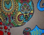 Imagination Series , Colorful Mixed media ooak art panels, Funky wall art