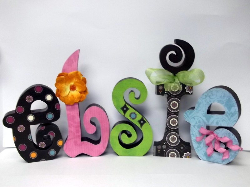 Set of 5 LARGE letters customized for your decor personalized gift home decor  Upper and lower case available.