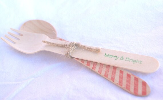 15HaNDSTamPed WooD UTeNsiLs--use with ice cream cups--favor jars---ice cream sundaes-weddings-birthday parties--15pieces Il_570xn