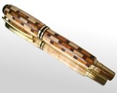 Executive Fountain Pen Gift - Custom Checkered Inlay - With Gift Box