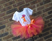 Hot Pink and Orange Polka Dot Number Crown Birthday Tutu Outfit