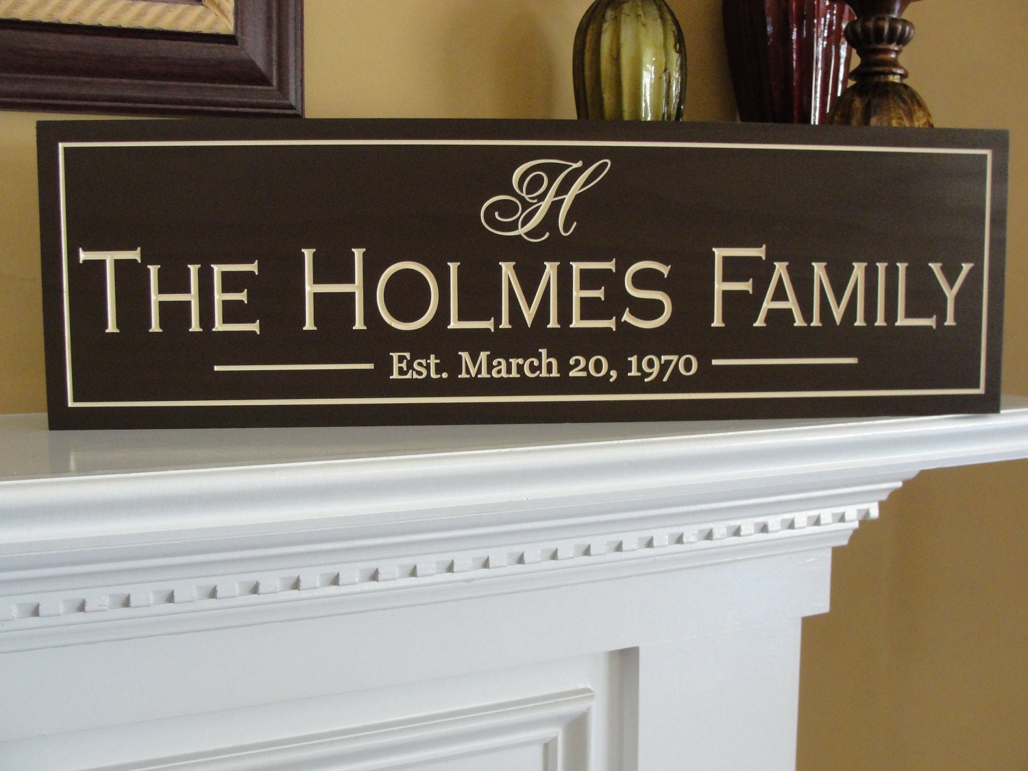 Personalized Family name signs Bridal Shower gift last name signs Custom Wooden signs Engraved wedding gift Established family sign
