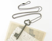 Key Necklace - Gunmetal Long Chain Vintage Key Jewelry