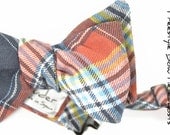 Wedding Mens Bow Tie Ghosts - Plaid red, yellow blue plaid bowtie