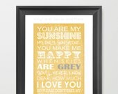 You are my Sunshine Print  11" by 17"