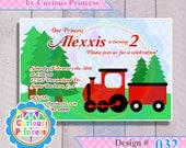 032 red Christmas train boy invitations or thank you cards birthday party unisex girl PRINTABLE DIGITAL 4x6