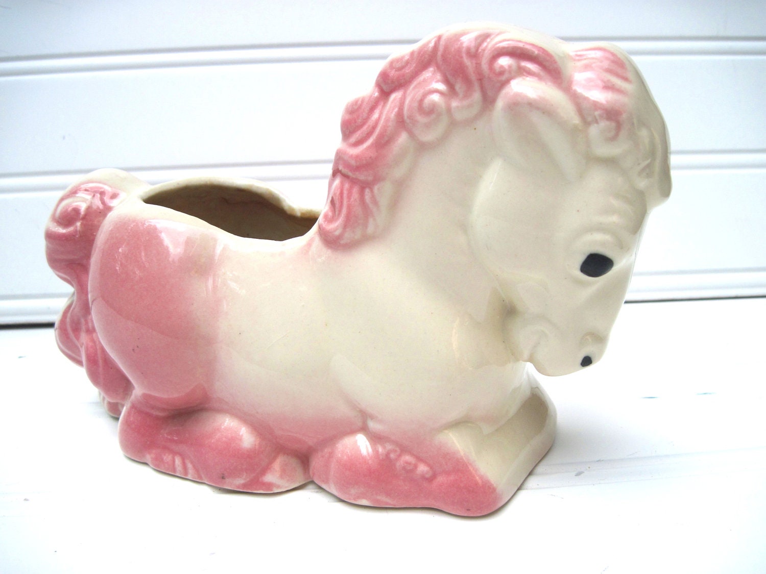 Vintage horse planter,pony,horselover, pink horse,pink pony, houseplants