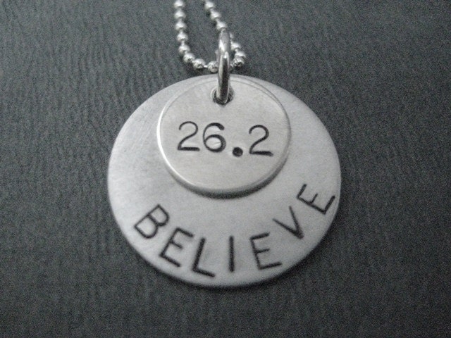 26.2 BELIEVE in the MARATHON 18 inch Sterling Silver Marathon Necklace on 18 inch Sterling Silver Ball chain - Running Jewelry